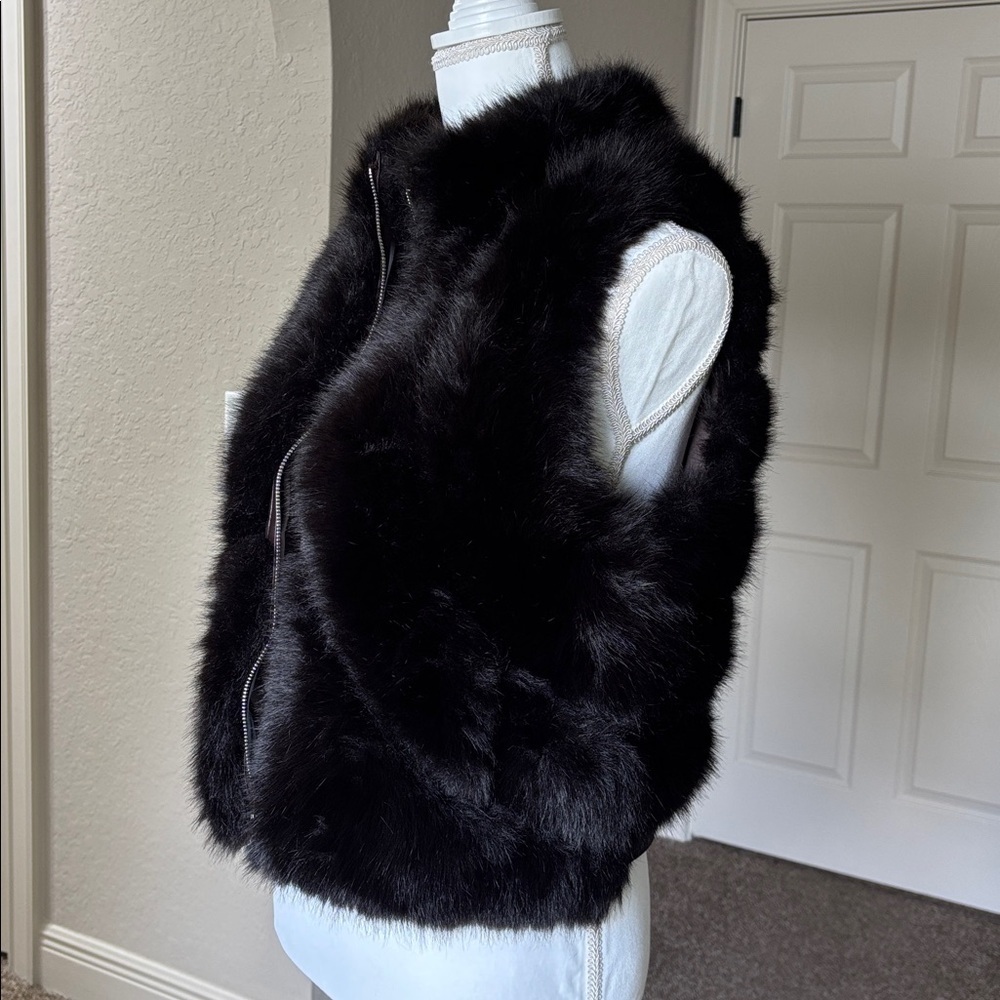 NWT Adrienne Landau Brown Chocolate Faux Fur Zip-Up Vest fully lined Size S - Picture 5 of 11